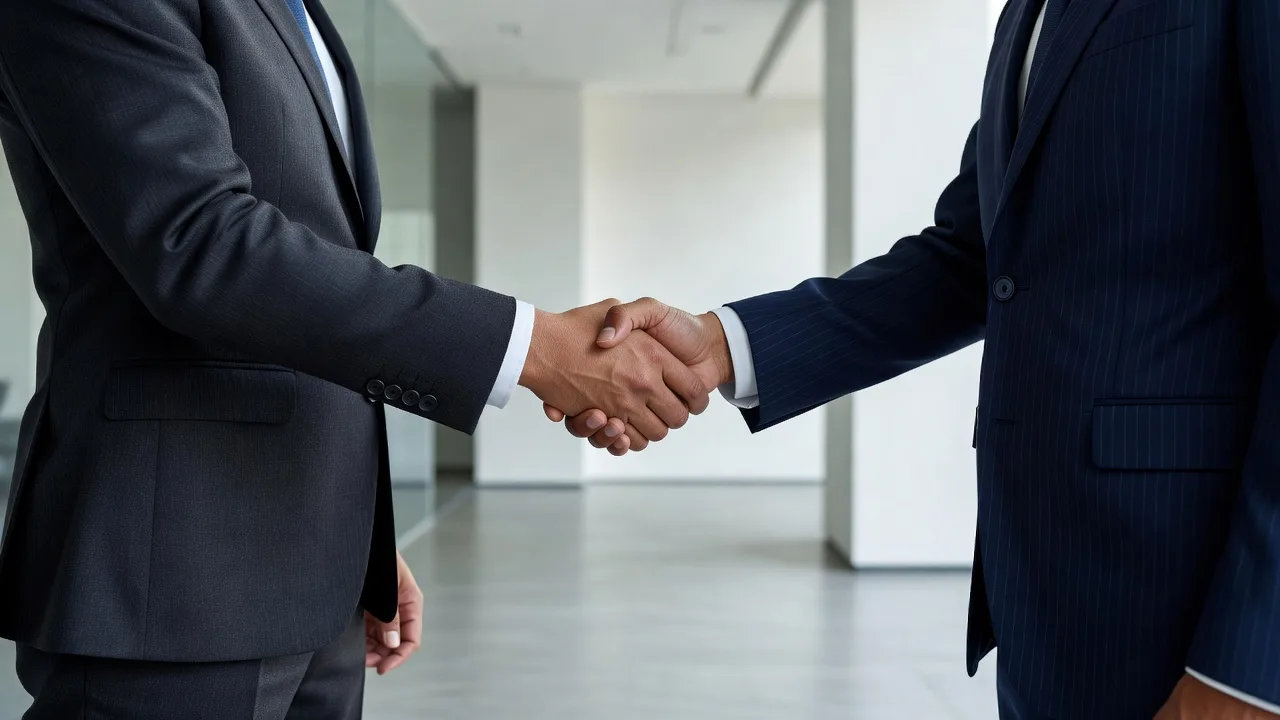 A business handshake signifying a partnership